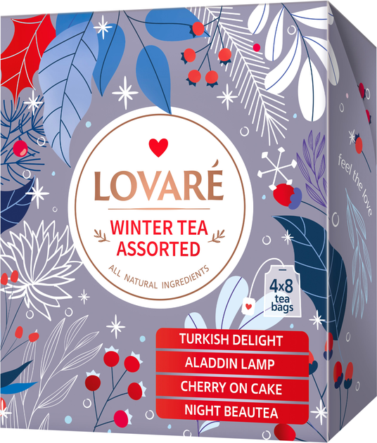 Новогодняя коллекция чая Lovare Winter tea Assorted 4 вида по 8 шт ...