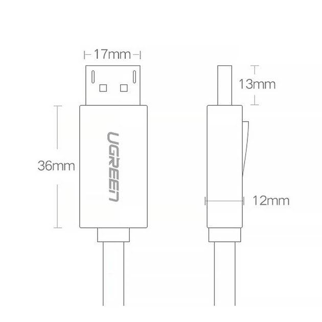 Kabel Ugreen DP102 DisplayPort to DisplayPort v1.2 3 m Black (6957303812127) - obraz 4