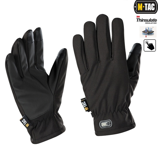 Тактические перчатки Soft Shell Thinsulate Black Размер XL (сенсорные, софтшелл, непромокаемые) - изображение 1