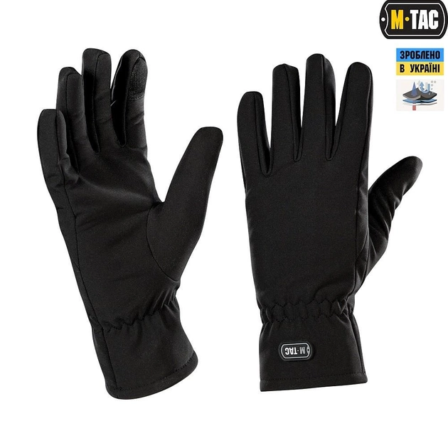 Зимові сенсорні тактичні рукавички M-Tac Soft Shell Black Розмір S - зображення 1