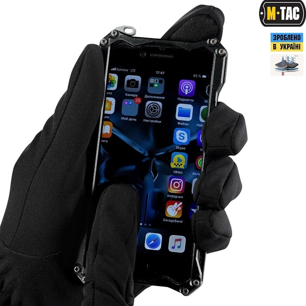 Зимові сенсорні тактичні рукавички M-Tac Soft Shell Black Розмір S - зображення 2