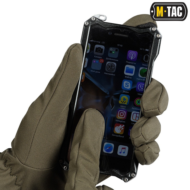 Зимові сенсорні тактичні рукавички M-Tac Soft Shell Olive Розмір S (90010001) - зображення 2