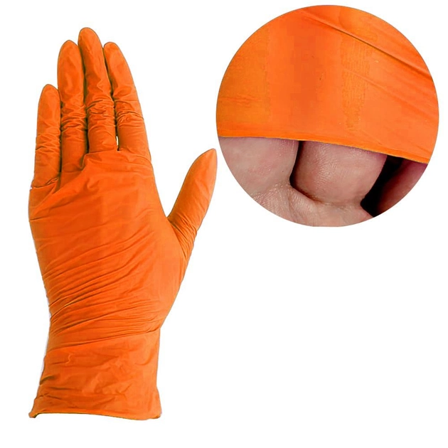 Перчатки MediOk нитриловые без талька Amber оранжевые М 100 шт (0304994) - изображение 1