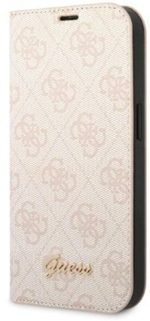 Etui z klapką Guess Book 4G Vintage Gold Logo do Apple iPhone 14 Plus Pink (3666339083298) - obraz 1