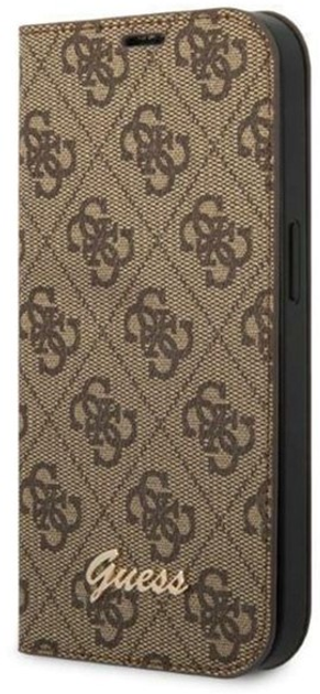 Etui z klapką Guess Book 4G Vintage Gold Logo do Apple iPhone 14 Pro Max Brown (3666339083236) - obraz 1