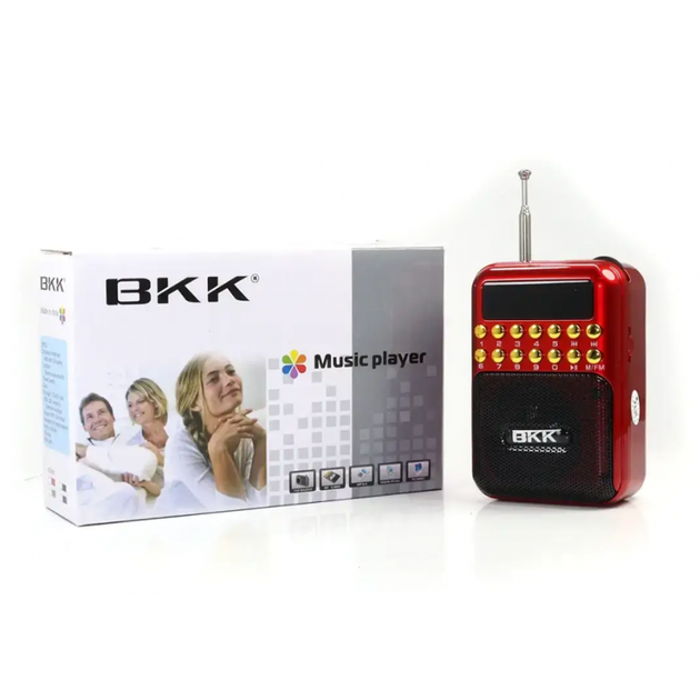 Радиоприёмник цифровой аккумуляторный BKK B872 Красный колонка радио и mp3 плеер с LED дисплеем AM/FM/SW USB MicroSD + ремешок - изображение 5