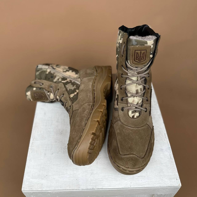 Тактичні чоловічі черевики Kindzer шкіряні натуральне хутро 49 койот - зображення 2