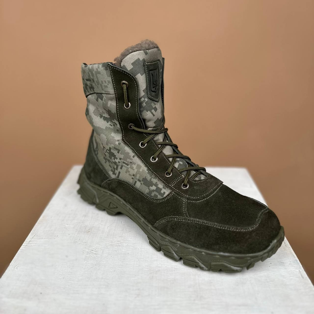 Тактические мужские ботинки Kindzer кожаные натуральный мех 43 олива - изображение 2