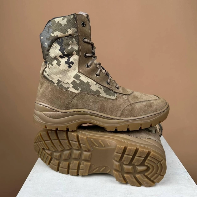 Тактические мужские ботинки Kindzer кожаные натуральный мех 43 койот - изображение 1