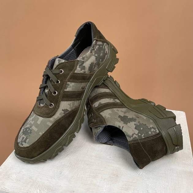 Тактические мужские кроссовки кожаные Kindzer 49 олива - изображение 2