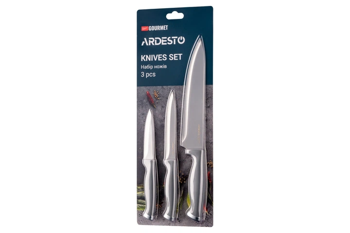 Набор ножей Ardesto Gemini Gourmet AR-2103-GR 3 предмета серый - изображение 5