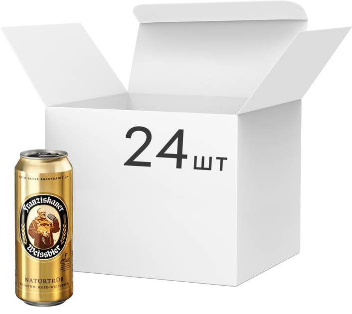 Упаковка пива Franziskaner Hefe Weissbier Пастеризованное 5% 0.5 л х 24 ...
