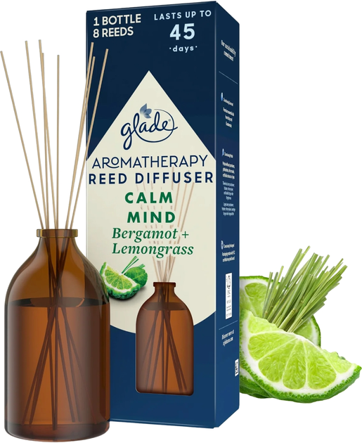 Pałeczki aromatyzujące Glade Aromatherapy Reed Diffuser with Refill Bergamot + Lemongrass 80 ml (5000204227468) - obraz 1