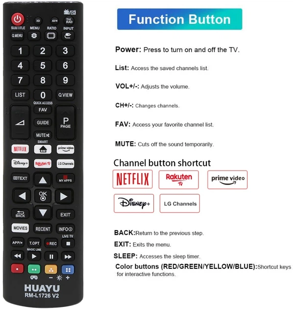Пульт для телевизора LG HUAYU RM-L1726 V2 универсальный - изображение 7