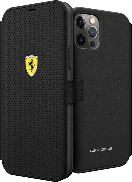 Чохол-книжка Ferrari Book On Track Perforated для Apple iPhone 12 Pro Max Чорний (3700740492628) - зображення 1