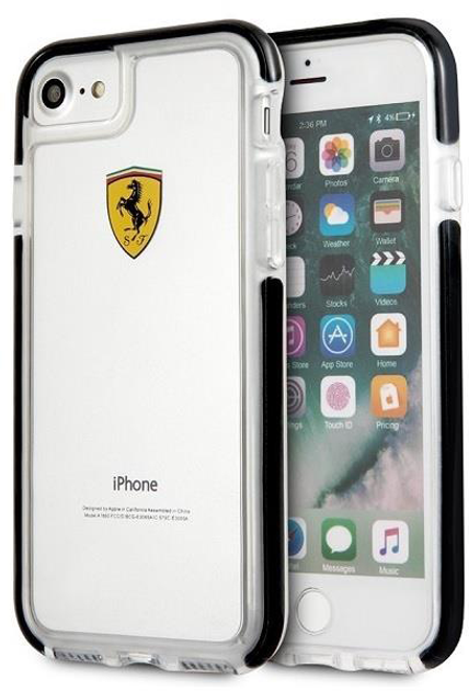 Etui plecki Ferrari Shockproof do Apple iPhone 7/8 Transparent black (3700740388457) - obraz 1