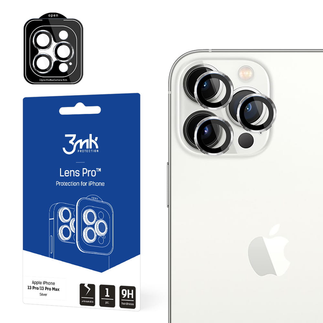 Szkło hartowane 3MK Lens Protection Pro na aparat iPhone 13 Pro/13 Pro Max z ramką montażową (5903108452373) - obraz 1
