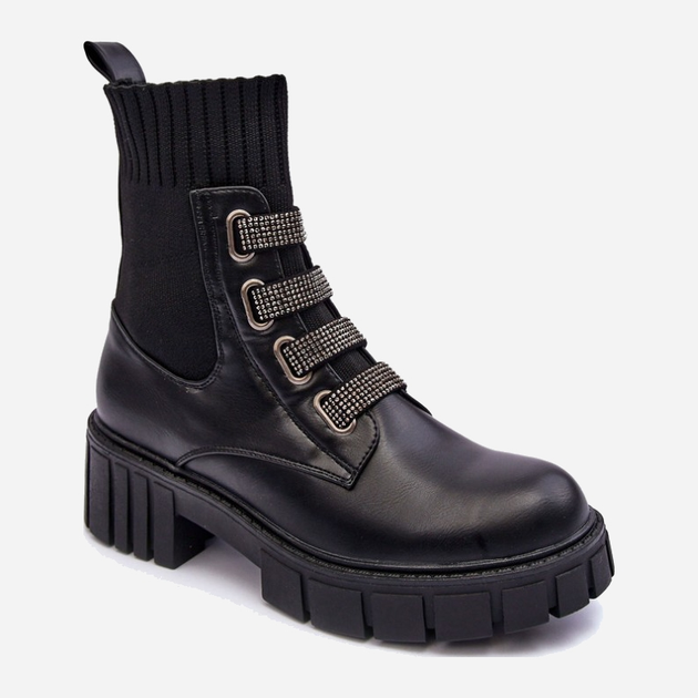 Жіночі зимові черевики високі Kasseis 39 Чорні (5905677922776) - зображення 2