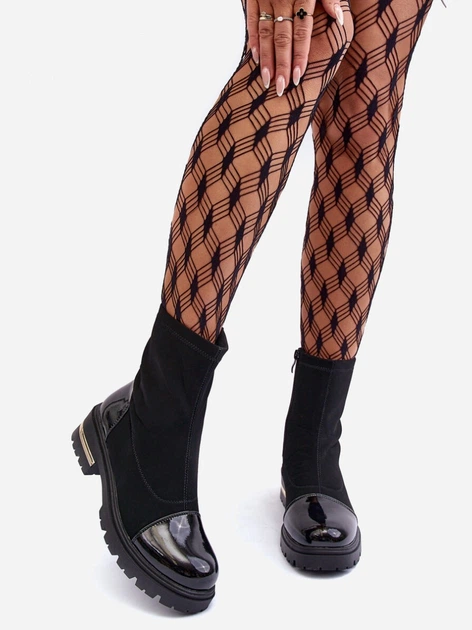 Zimowe botki damskie na słupku Shendete 36 Czarne (5905677922264) - obraz 5