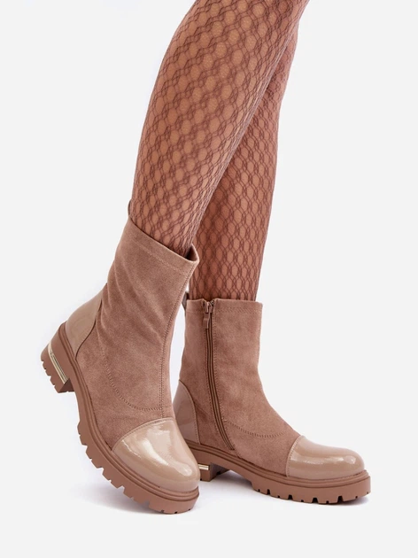 Botki damskie na słupku Shendete 41 Beżowe (5905677933956) - obraz 5