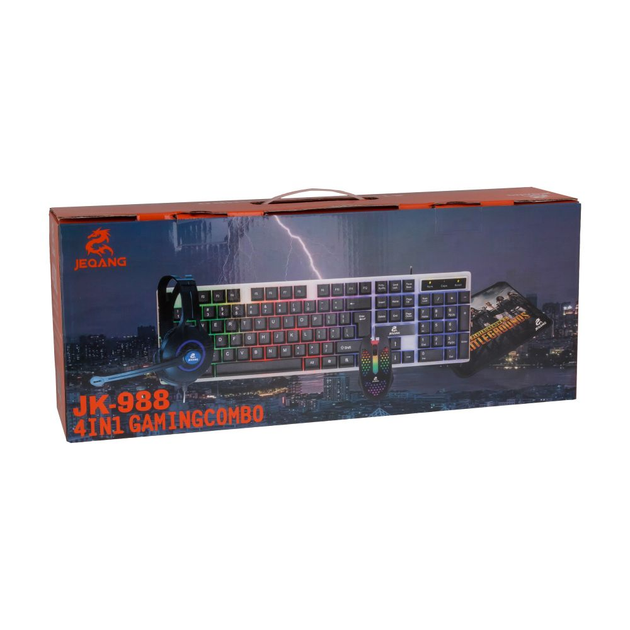 Игровой Комплект Клавиатура JEQANG JK-988 для ПК 4в1 с RGB LED подсветкой, Мышь, Наушники, Коврик Black - изображение 8