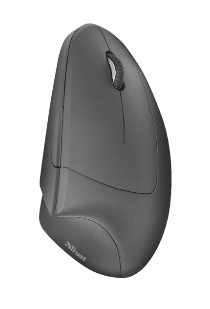 Мышь беспроводная Trust Verto Ergonomic, Black, USB (2.4GHz), оптическая, 800/1200/1600 dpi, 6 кнопок, в эргономичном вертикальном исполнении, гнездо для хранения микроприемника 2xAAA (22879) - изображение 5