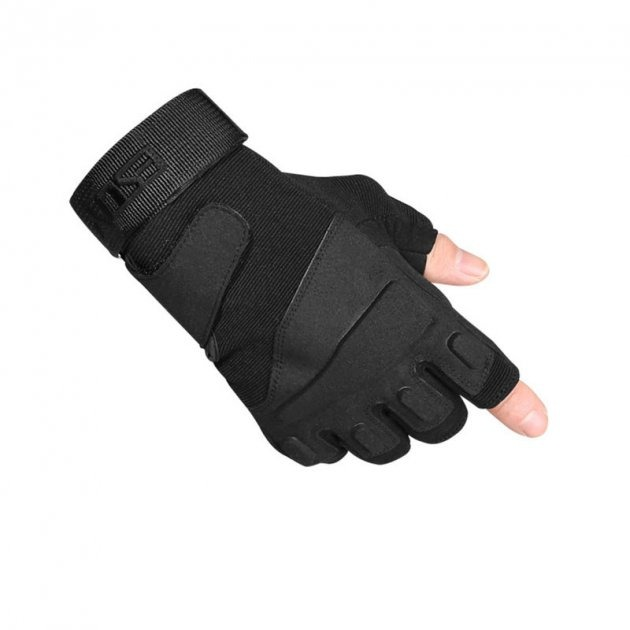 Тактические перчатки беспалые Черные - изображение 1