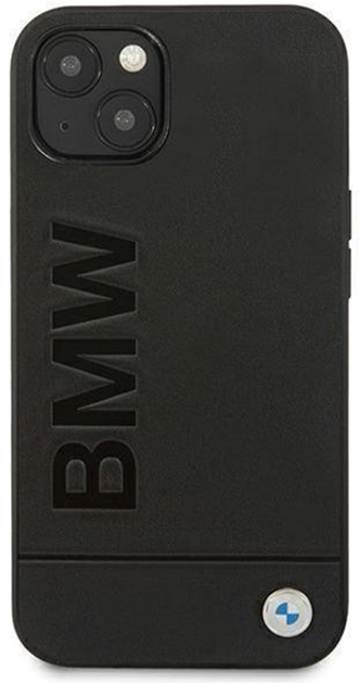 Etui plecki BMW Leather Stamp do Apple iPhone 14 Black (3666339090388) - obraz 1
