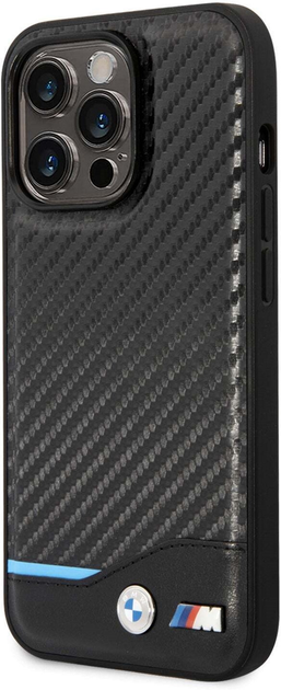 Etui plecki BMW Leather Carbon do Apple iPhone 14 Pro Max Black (3666339067199) - obraz 1