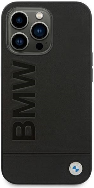 Etui plecki BMW Leather Stamp do Apple iPhone 14 Pro Max Black (3666339090418) - obraz 1