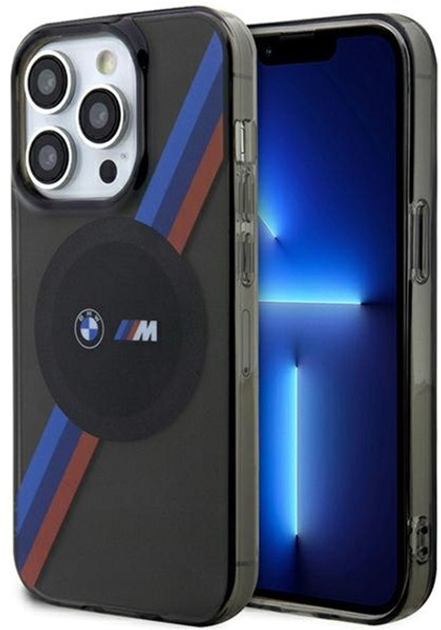 Панель BMW Tricolor Stripes MagSafe для Apple iPhone 14 Pro Cірий (3666339122287) - зображення 1