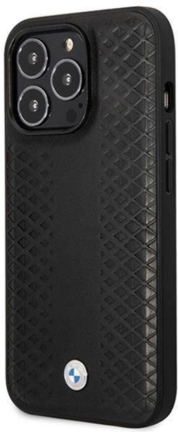 Etui plecki BMW MagSafe Leather Diamond Pattern do Apple iPhone 14 Pro Max Black (3666339089016) - obraz 1