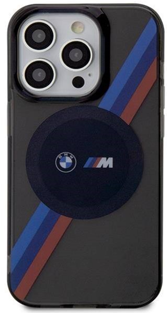 Etui plecki BMW MagSafe Tricolor Stripes do Apple iPhone 14 Pro Max Grey (3666339122294) - obraz 1