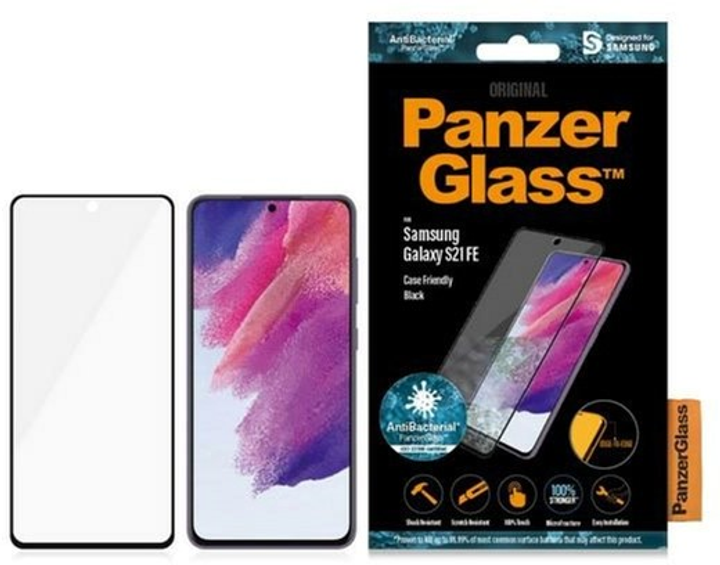 Захисне скло Panzer Glass E2E Microfracture для Samsung Galaxy S21 FE антибактеріальне - зображення 1