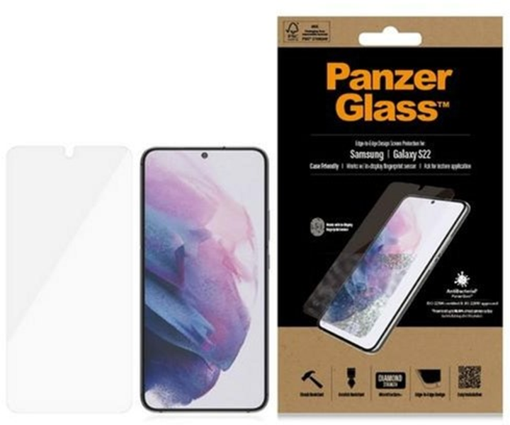 Захисне скло Panzer Glass E2E Microfracture для Samsung Galaxy S22 SM-G901 антибактеріальне - зображення 1