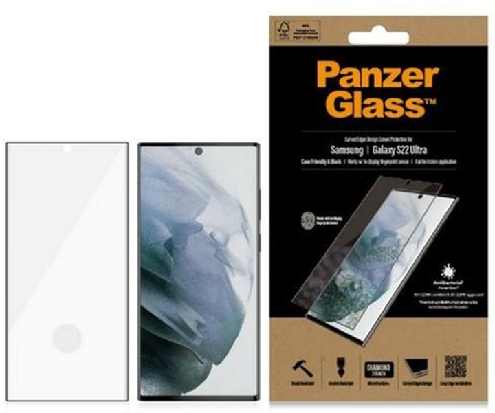 Захисне скло Panzer Glass E2E Microfracture для Samsung Galaxy S22 Ultra SM-G908 антибактеріальне(5711724072956) - зображення 1