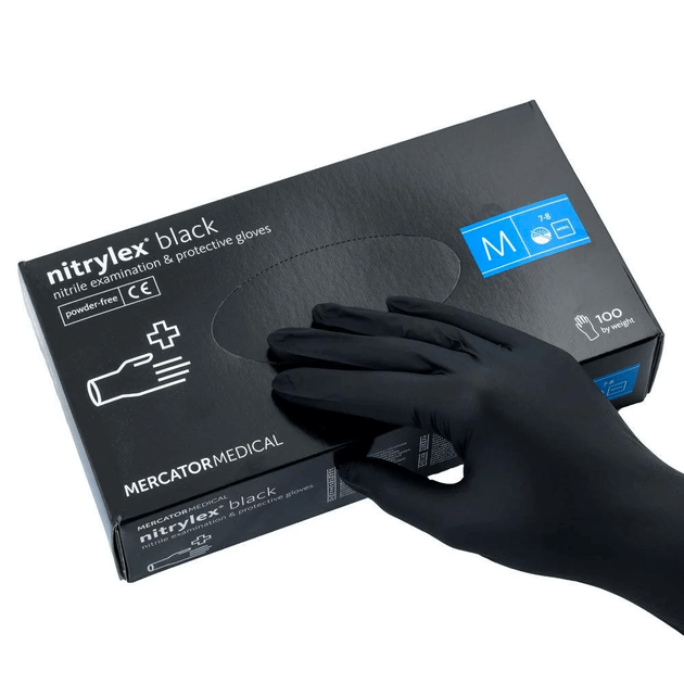 Нитриловые черные перчатки Nitrylex Black Mercator Medical, 100 шт - изображение 1