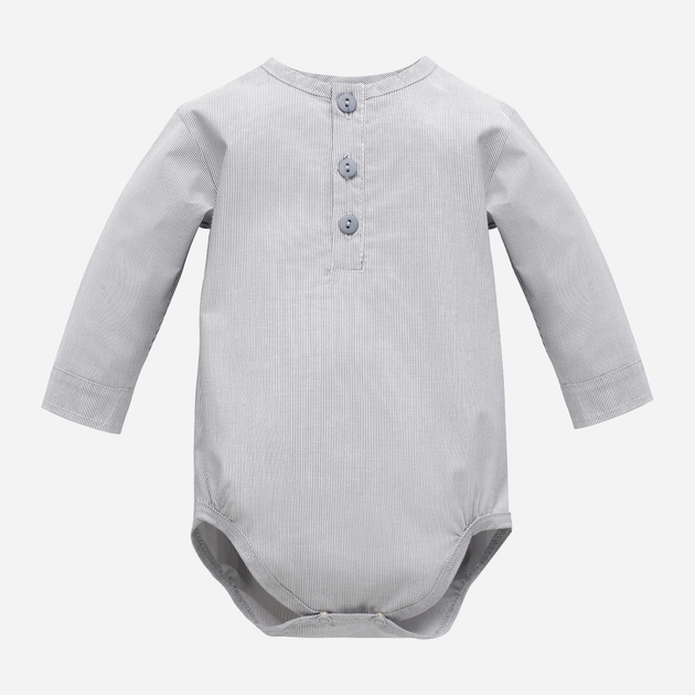 Боді для малюка Pinokio Charlie Longsleeve Polo Bodysuit 74-76 см Grey (5901033293498) - зображення 1