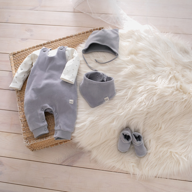 Spodnie ogrodniczki chłopięce Pinokio Hello Dungarees 56 cm Szare (5901033291944) - obraz 3