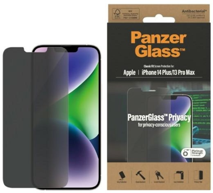 Захисне скло PanzerGlass Classic Fit для Apple iPhone 14 Plus / 13 Pro Max 6.7" антибактеріальне (5711724127694) - зображення 1