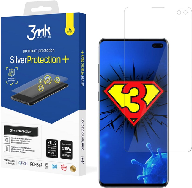 Захисна плівка 3MK SilverProtection+ для Samsung Galaxy S10 Plus антибактеріальна (5903108302678) - зображення 1