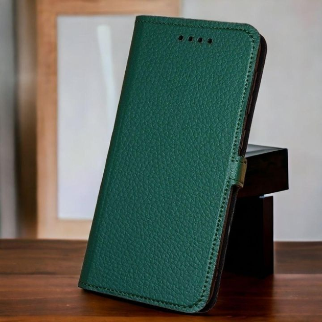 Кожаный чехол книжка для телефона Sony Xperia 5 II от Jk-case, зеленый ...