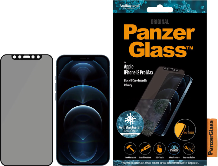 Захисне скло Panzer Glass E2E Super+ Privacy для Apple iPhone 12 Pro Max (5711724127120) - зображення 1