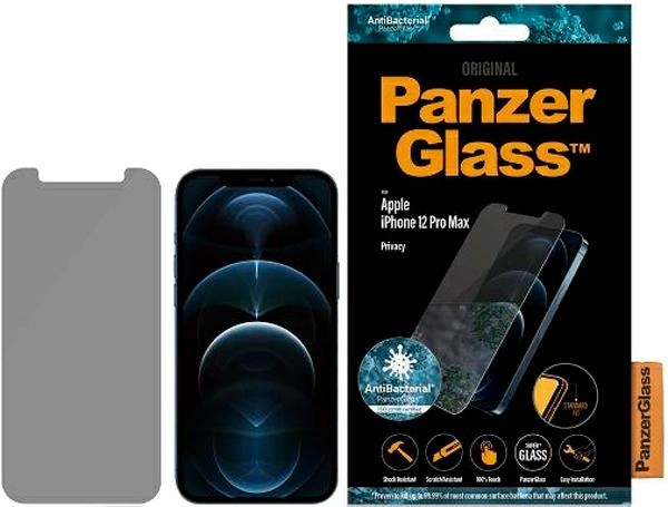 Захисне скло Panzer Glass Standard Super+ Privacy Antibacterial для Apple iPhone 12 Pro Max (5711724127090) - зображення 1