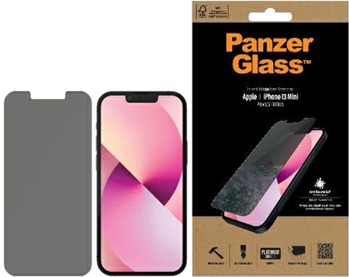 Захисне скло Panzer Glass Standard Super+ Privacy Antibacterial для Apple iPhone 13 mini 5.4" (5711724127410) - зображення 1