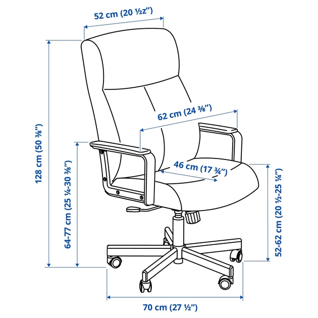 Крісло офісне, бежеве IKEA MILLBERGET 704.893.89 - зображення 13