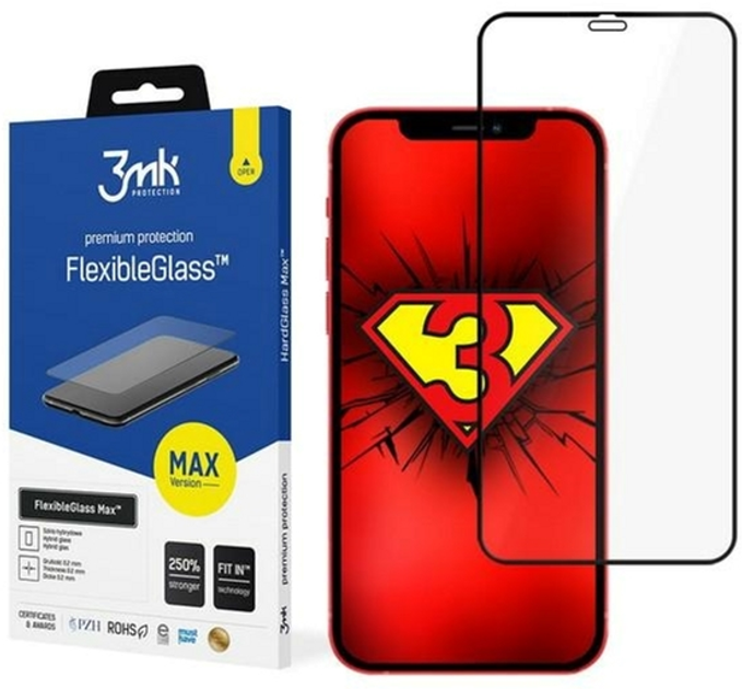 Гібридне скло з посиленими краями 3MK FlexibleGlass Max для iPhone 12 Pro Max 6.7" Black (5903108292283) - зображення 1