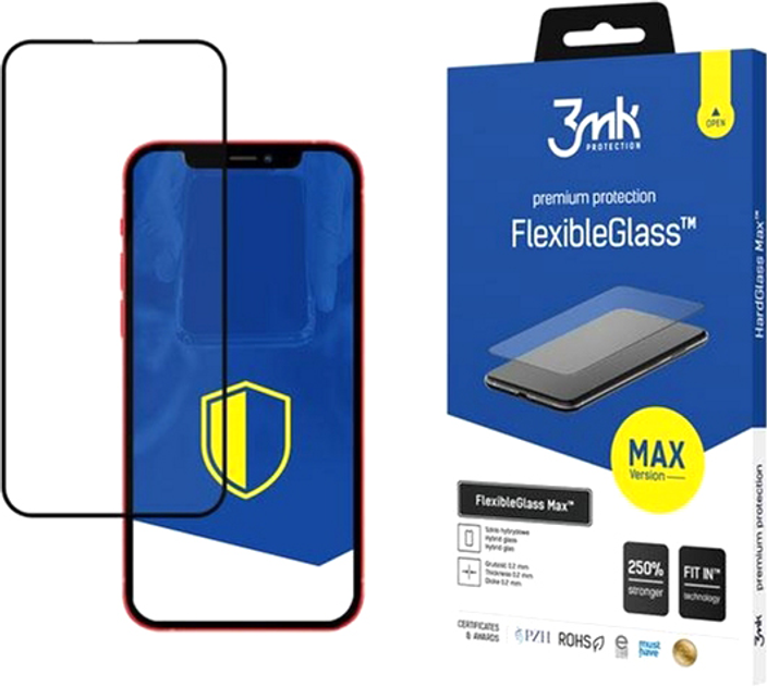 Szkło Hybrydowe z wzmocnionymi krawędziami 3MK FlexibleGlass dla Max iPhone 13/13 Pro 6.1" Black (5903108436533) - obraz 1