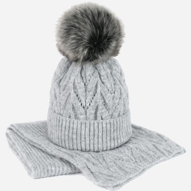 Зимова шапка + шарф Art Of Polo cz21801 One Size Світло-сіра (5902021184170) - зображення 2