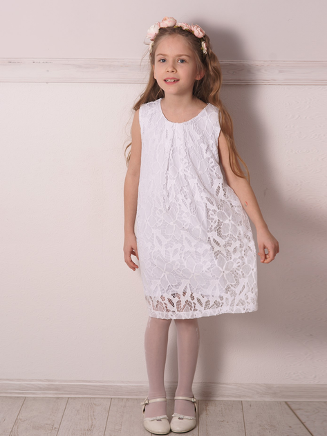Sukienka dziecięca dla dziewczynki elegancka Look Made With Love 121B 134/140 cm Biała (5903999312107) - obraz 1